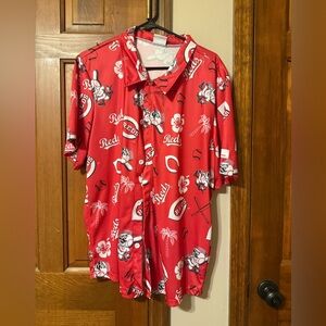 Men's Red Cincinnati Reds Short-Sleeve Button-Down Shirt